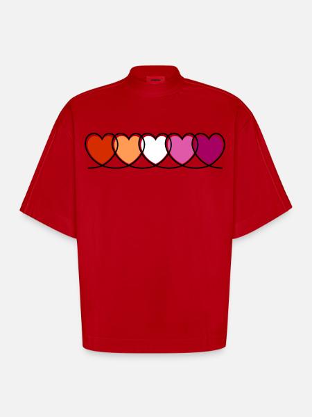 Lesbe lesbisch Herzen - Heavyweight Oversized Organic Boxy T-Shirt Made in EU - Rot
