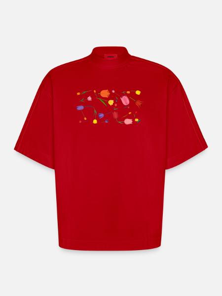 Blumen - Heavyweight Oversized Organic Boxy T-Shirt Made in EU - Rot