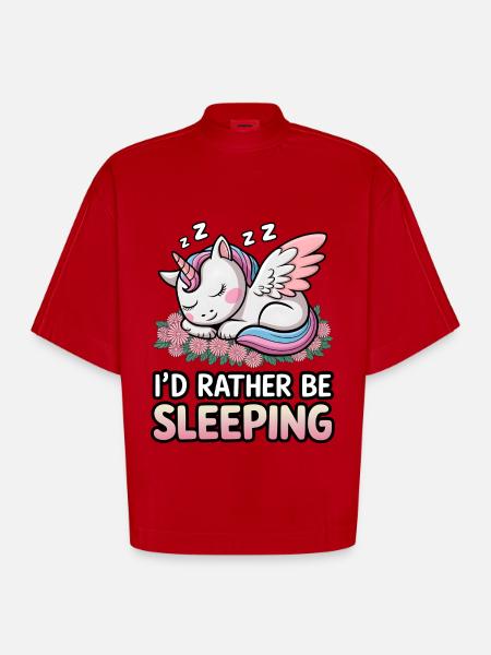 I'd Rather Be Sleeping - Heavyweight Oversized Organic Boxy T-Shirt Made in EU - red