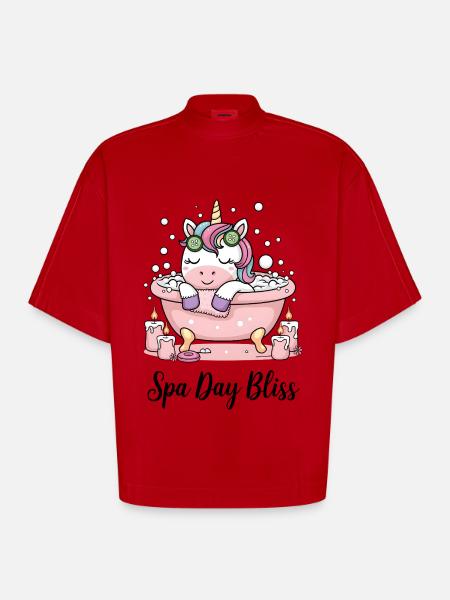 Spa Day Bliss. - Heavyweight Oversized Organic Boxy T-Shirt Made in EU - red