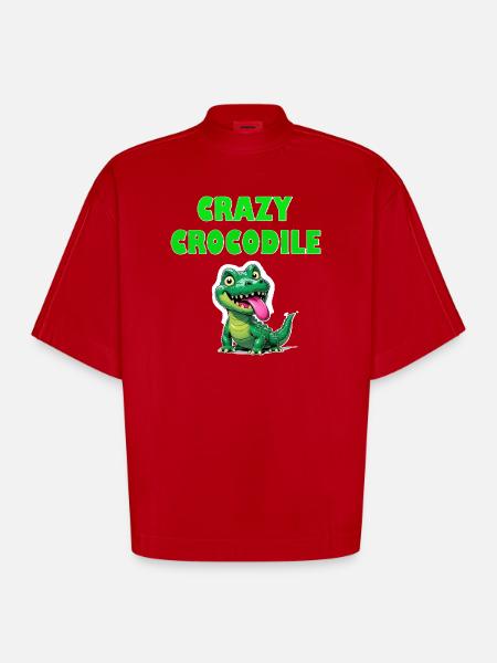 Crazy Crocodile - Heavyweight Oversized Organic Boxy T-Shirt Made in EU - red