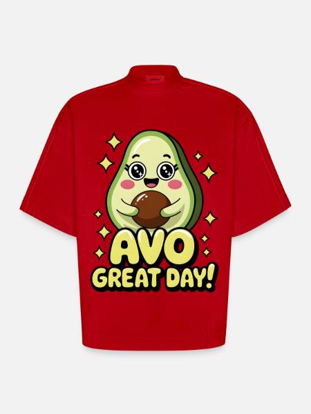 Avo Great Day! - Heavyweight Oversized Organic Boxy T-Shirt Made in EU - red