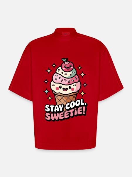 Stay Cool, Sweetie! - Heavyweight Oversized Organic Boxy T-Shirt Made in EU - red