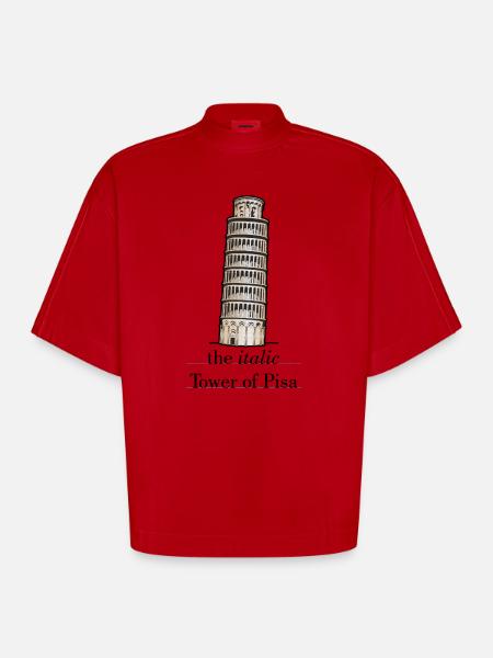 the italic Tower - Heavyweight Oversized Organic Boxy T-Shirt Made in EU - Rot