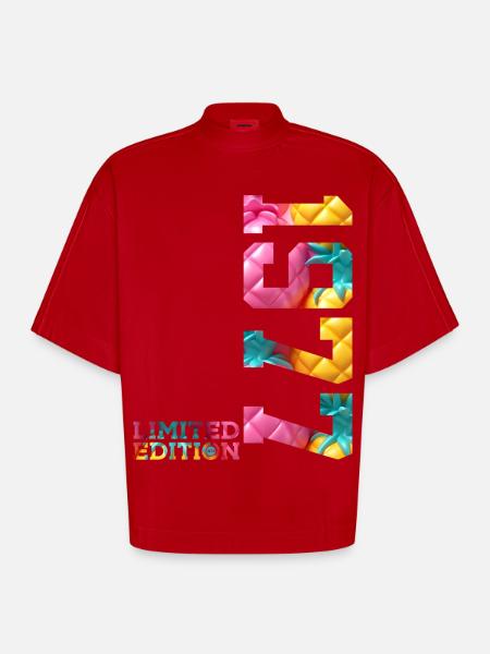 49E ANNIVERSAIRE ÉDITION LIMITÉE 1977 - T-shirt bio épais oversize Boxy fabriqué en UE - rouge