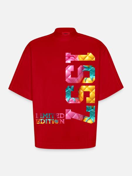 69E ANNIVERSAIRE ÉDITION LIMITÉE 1957 - T-shirt bio épais oversize Boxy fabriqué en UE - rouge