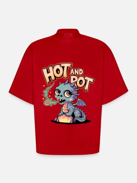 Chaud et pourri - T-shirt bio épais oversize Boxy fabriqué en UE - rouge