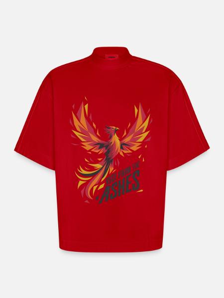 Rise From The Ashes - Heavyweight Oversized Organic Boxy T-Shirt Made in EU - red