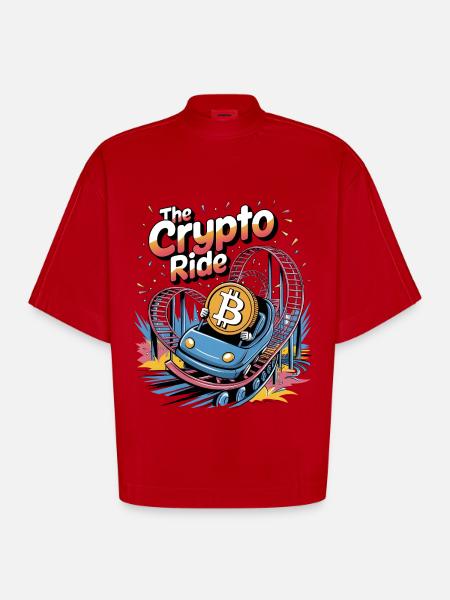 The Crypto Ride - Heavyweight Oversized Organic Boxy T-Shirt Made in EU - red