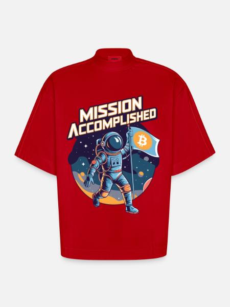 Mission Accomplished - Heavyweight Oversized Organic Boxy T-Shirt Made in EU - red