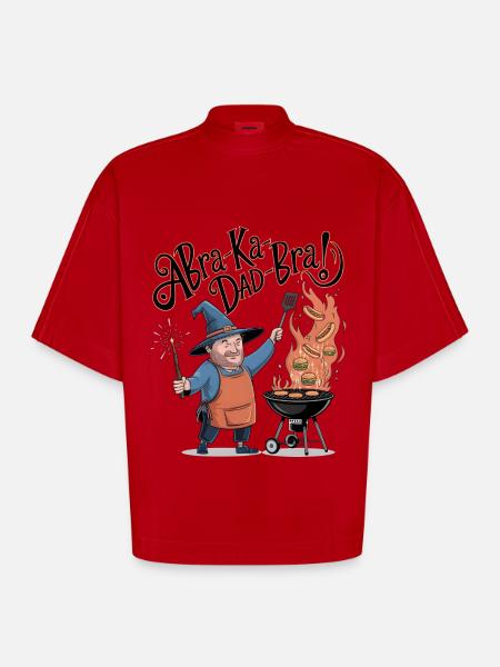 AbraKa-Dad-Bra ! - T-shirt bio épais oversize Boxy fabriqué en UE - rouge