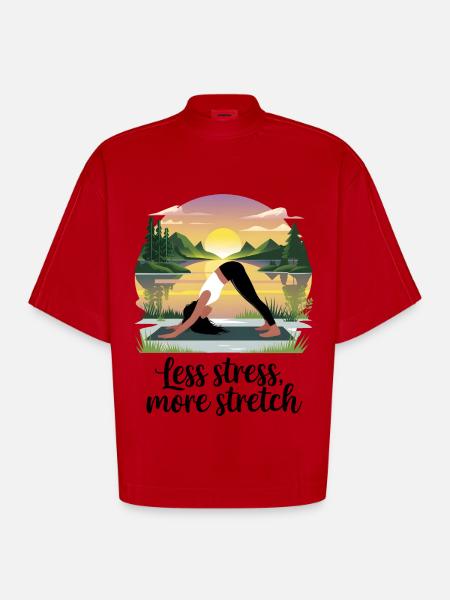 Less Stress, More Stretch - Heavyweight Oversized Organic Boxy T-Shirt Made in EU - red
