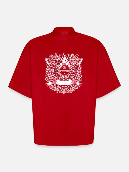 Grill BBQ Logo - Heavyweight Oversized Organic Boxy T-Shirt Made in EU - red