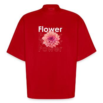 Flower Power - Heavyweight Oversized Organic Boxy T-Shirt Made in EU - Rot - Vorne