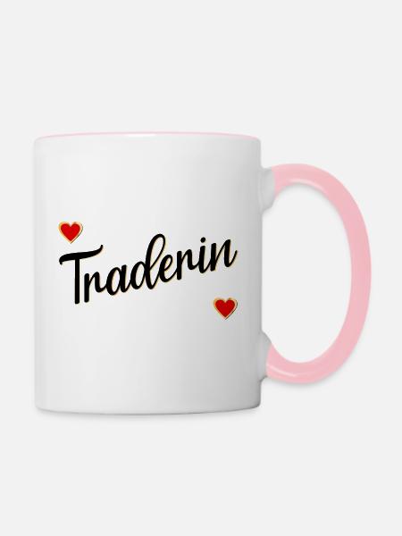 Börse Traderin - Tasse zweifarbig - Weiß/Pink