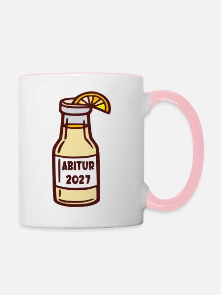 Abschlussparty Abitur 2027 - Tasse zweifarbig - Weiß/Pink