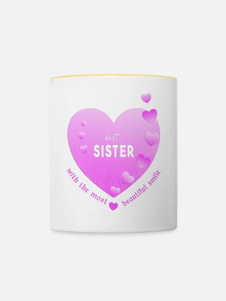 best sister - Tasse zweifarbig - Weiß/Gelb