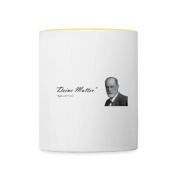 "Deine Mutter" Sigmund freund - Tasse zweifarbig - Weiß/Gelb - Vorne