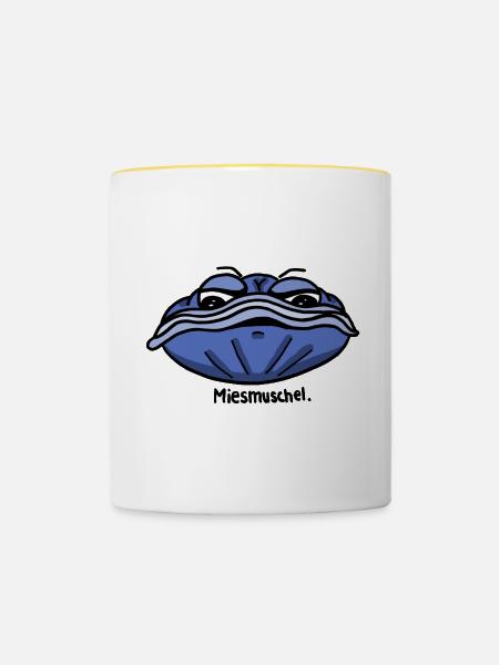 Miesmuschel - Tasse zweifarbig - Weiß/Gelb