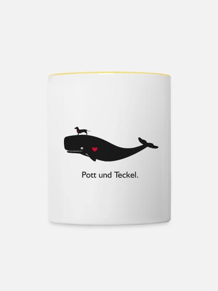 Pott und Teckel - Tasse zweifarbig - Weiß/Gelb