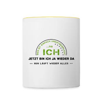 Egoist selbstverliebt Ich - Tasse zweifarbig - Weiß/Gelb - Vorne