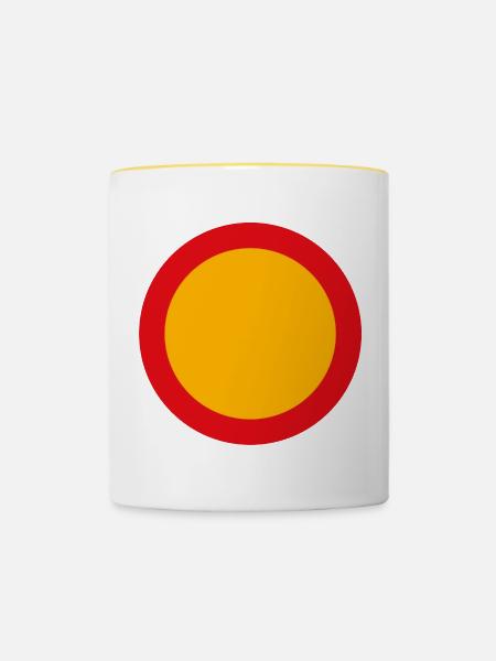 schild rund blanco - Tasse zweifarbig - Weiß/Gelb
