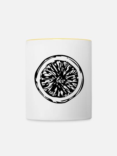 Zitrone – Zitronenscheibe - Tasse zweifarbig - Weiß/Gelb