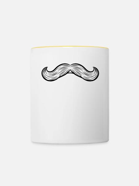 Hipster Schnurrbart Oberlippenbart - Tasse zweifarbig - Weiß/Gelb