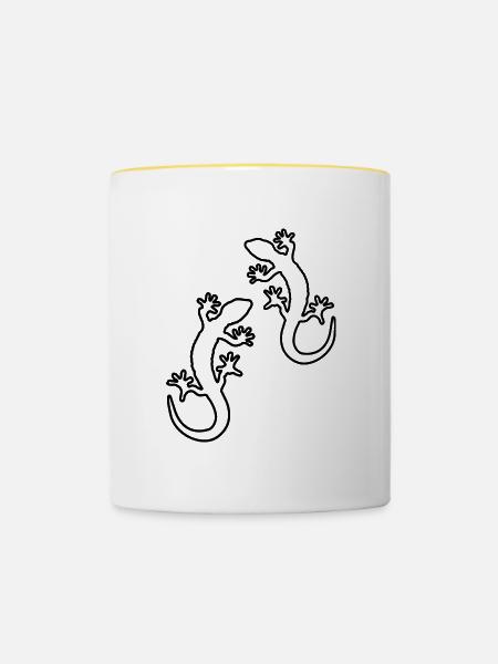 gecko zwei - Tasse zweifarbig - Weiß/Gelb