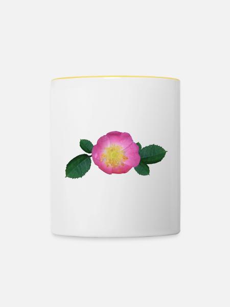 Rose Rosen rosa Rose - Tasse zweifarbig - Weiß/Gelb
