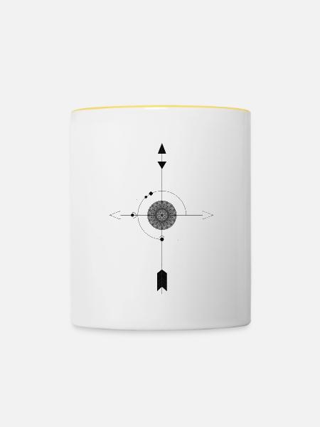 Kompass - Tasse zweifarbig - Weiß/Gelb