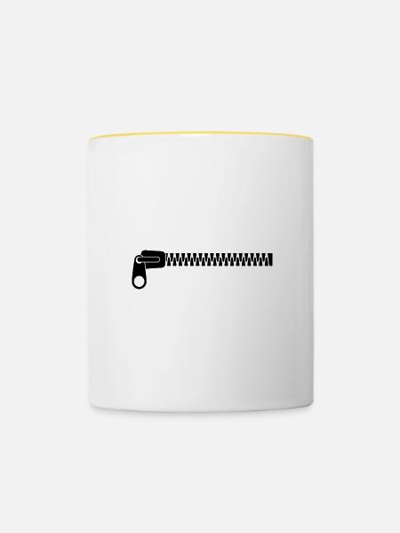 Reissverschluss - Tasse zweifarbig - Weiß/Gelb