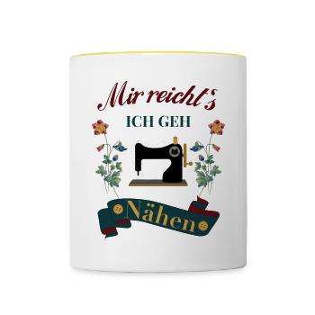 Näherin Nähen mir reicht`s - Tasse zweifarbig - Weiß/Gelb - Vorne
