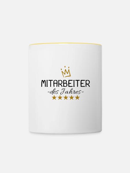 Mitarbeiter des Jahres - Tasse zweifarbig - Weiß/Gelb