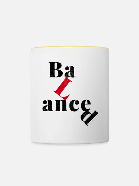 Eine Frage der Balance. - Tasse zweifarbig - Weiß/Gelb