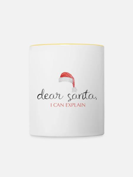 dear santa i can explain - Tasse zweifarbig - Weiß/Gelb