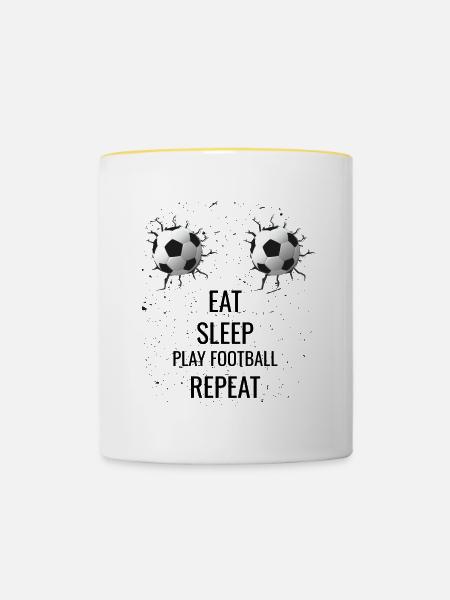 Eat sleep play Fußball - Tasse zweifarbig - Weiß/Gelb