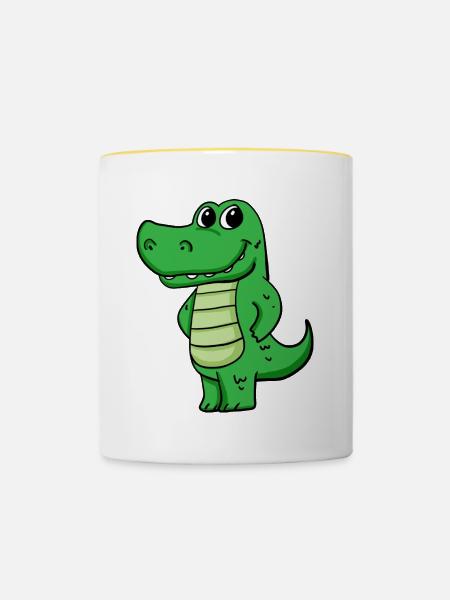 Krokodil - Tasse zweifarbig - Weiß/Gelb