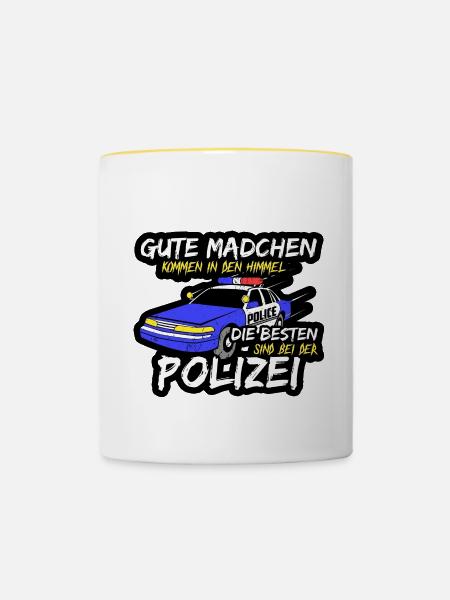 Polizistin - Tasse zweifarbig - Weiß/Gelb