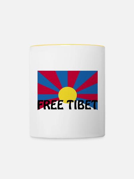 free tibet - Tasse zweifarbig - Weiß/Gelb