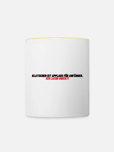Lachen statt Applaus - Tasse zweifarbig - Weiß/Gelb
