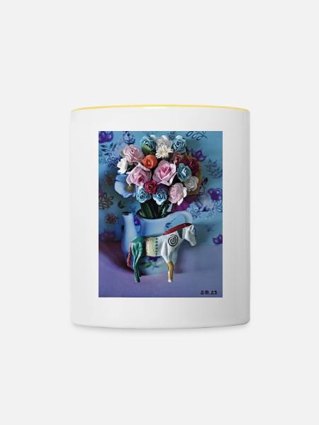 Bunter Pony - Tasse zweifarbig - Weiß/Gelb