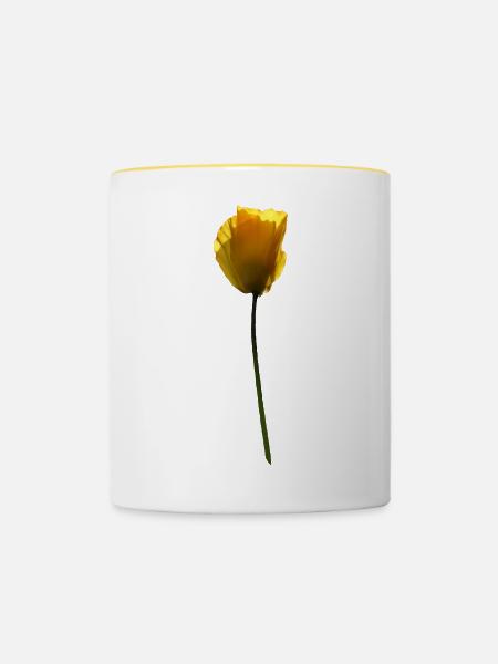 gelbe Mohnblume Mohn - Tasse zweifarbig - Weiß/Gelb