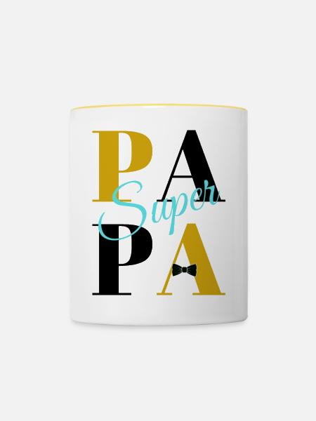 Super Papa - Tasse zweifarbig - Weiß/Gelb