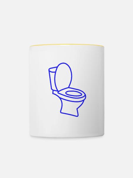 Klo WC Toilette - Tasse zweifarbig - Weiß/Gelb