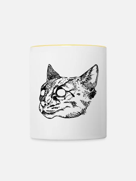 Wildkatze - Tasse zweifarbig - Weiß/Gelb