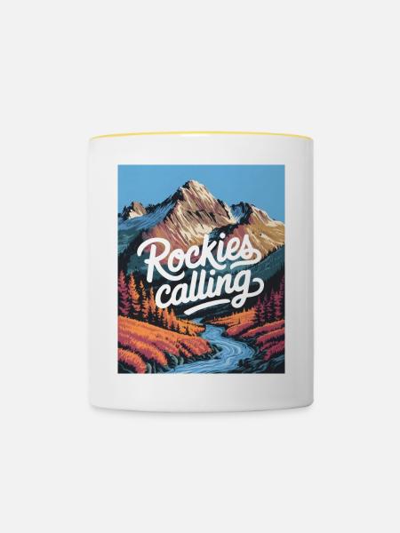 Rockies rufen - Tasse zweifarbig - Weiß/Gelb