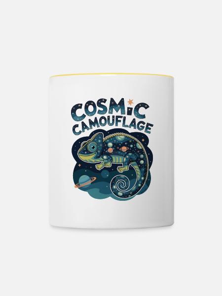 Kosmische Tarnung - Tasse zweifarbig - Weiß/Gelb