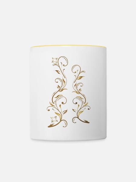 Blumenranken - Tasse zweifarbig - Weiß/Gelb