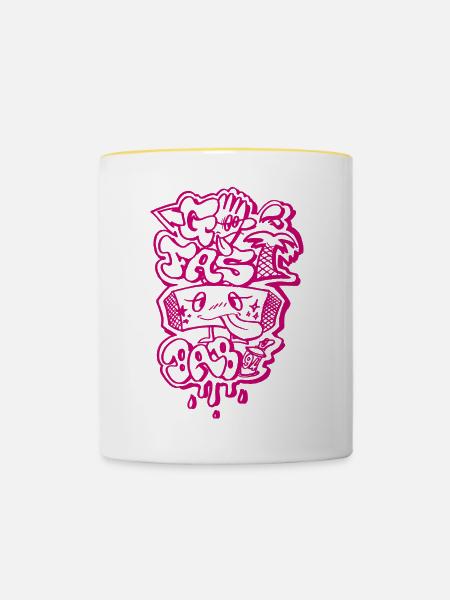 Go fast baby - Tasse zweifarbig - Weiß/Gelb